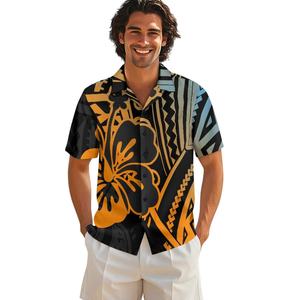 เสื้อเชิ้ตชายสไตล์คิวบาโพลีนีเซียนสำหรับฤดูร้อน ชายหาด กระดุมหน้า ลำลอง แขนสั้น ระบายอากาศ แห้งเร็ว เป็นมิตรกับสิ่งแวดล้อม - Product Image 2