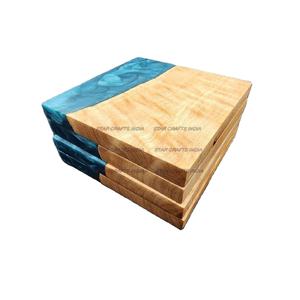 Luxe et qualité supérieure personnaliser carré rond résine époxy bois meilleur sous-verre utiliser maison Restaurant hôtel meilleur sous-verre exportation - Product Image 1