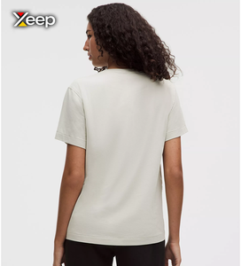 T-shirt décontracté pour femme XEEP, respirant, léger, en tricot, en spandex/coton, col en V, coupe ample, manches courtes - Product Image 2