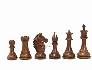 Juego de Piezas de Ajedrez de Madera de Lujo Hechas a Mano, Duraderas, con Tablero Decorativo en Colores Natural y Marrón Oscuro, para Jugar, Unisex - Product Image 2