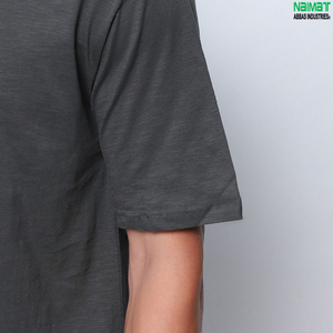 เสื้อยืดผ้าหนาขนาดใหญ่พิเศษสำหรับผู้ชาย ทรงหลวมไหล่ตก คอกลม สไตล์ลำลอง สตรีทแวร์ เรียบง่าย - Product Image 5