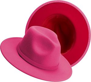 Elegant Wide Brim Tuxedo Fedora <b>Hat</b> Pink and Red Luxury Felt Church Dress <b>Hats</b> Unisex Bulk Wholesale <b>for</b> <b>Wedding</b> Party - Product Image 5