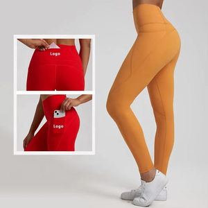 Leggings para Mujer, Cintura Alta, Poliéster, Leggings Capri 3/4, Pantalones de Yoga con Bolsillo para Teléfono - Product Image 4