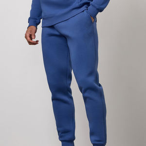 <b>Men's</b> Blue Cotton Sweatpants Elastic Waist Casual Joggers Side Pockets Midweight Knitted Autumn Wear - Product Image 4