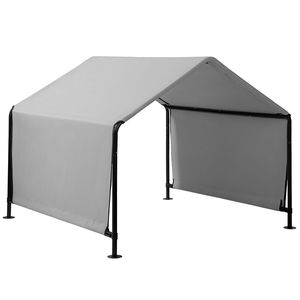 Tenda per Animali Domestici 4x4x3.3FT, Struttura in Ferro Nero, Telo in Poliestere Rivestito in PVC, Impermeabile, Resistente ai Raggi UV, Fondo in Tela Cerata Grigio Scuro - Product Image 1