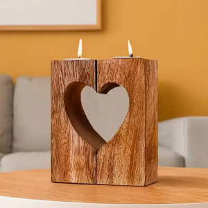 Support de bougie en bois fait main Faizacraft, formes rondes/étoiles/cœurs, impression numérique/estampage pour la décoration de la maison, Noël - Product Image 6