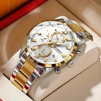 Jam Tangan Pria CURREN 8445 Chronograph Quartz dengan Tali Stainless Steel, Tahan Air, Jarum Bercahaya, Kalender, Kasual, dan Bisnis
