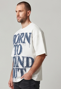 T-shirt oversize pour homme avec broderie effet vieilli, col rond, manches courtes, coupe décontractée, épaules tombantes - Product Image 4