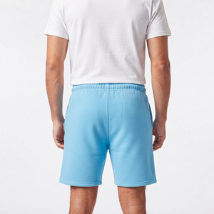 Short de sport ample pour homme en molleton 100% coton, écologique, couleur unie, grammage élevé, taille à cordon de serrage, pour l'entraînement et la course - Product Image 2