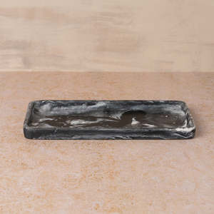 Marble Look Eco-Friendly Rectangular Resin Serving Tray <b>Decorative</b> <b>Plate</b> Polished Stone for Wedding Home Hotel Tabletop Use - Product Image 4