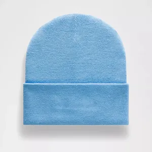 <b>Light</b> Blue Beanie Knit Winter <b>Hat</b> 56-58CM Solid Color Casual Adult Acrylic Male Style - Product Image 3
