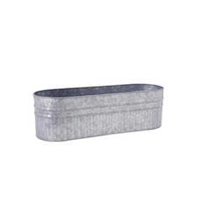 Jardinera Rústica de Metal Galvanizado, Maceta Ovalada Larga de Zinc para Ventana, Maceta para Flores, Contenedor Elevado para Jardín Interior y Exterior, para Suculentas - Product Image 1