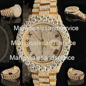 Montre de luxe pour homme en acier inoxydable avec cadran en verre, diamants Moissanite VVS1, boîtier rond en verre, résistance à l'eau 10 bars - Product Image 2