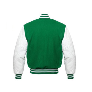 Custom Logo <b>Men</b> Wool Varsity <b>Jacket</b> Genuine Leather Sleeves <b>Warm</b> Winter Letterman Bomber <b>Jacket</b> Wholesale WVJ-0010B - Product Image 4