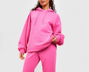 Women <b>Pink</b> Hooded Tracksuit Set Two Piece Loose <b>Sweatshirt</b> and Jogger Pants Casual Outfit Fitness Running Tracksuit - Product Image 4