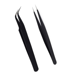 2 <b>Pc</b> Black S & I Shape Eyelash Tweezers <b>Set</b> Stainless Steel Professional Lash Extension Tools Wholesale Private Label - Product Image 1