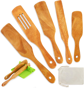 Juego de espátulas y cucharas de madera para mezclar pan de masa madre, hechas a mano, de madera natural, para cocina. - Product Image 6