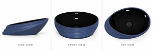 Évier ovale moderne bleu foncé personnalisé à poser sur le comptoir, écologique et facile à nettoyer - Product Image 2
