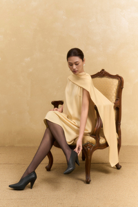 Women's Woven Silk <b>Dress</b>, Crew Neck, Regular Sleeve, Button Detail, <b>Loose</b> Fit, Breathable Minimalist Summer Style - Product Image 3