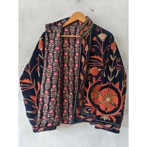 <b>Women</b> Hand Embroidered Floral <b>Velvet</b> Suzani <b>Jacket</b> Stand Collar Boho Full Sleeve Autumn Wear <b>Women's</b> Outerwear - Product Image 5