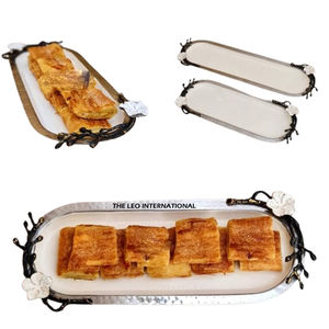 Plateau de service alimentaire carré en bois imprimé, style créatif, plateau décoratif de luxe fait main pour la maison - Product Image 6