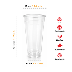 Vaso de Plástico Transparente de 22 oz, Redondo, para Té Helado, Impresión Digital, Material PP - Product Image 3