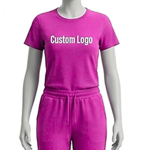 เสื้อยืดคอกลมแขนสั้นทรงปกติผ้าฝ้ายสีพื้นคุณภาพสูงสำหรับผู้หญิง รับผลิตตามสั่งพร้อมสกรีนโลโก้ขายส่ง - Product Image 3