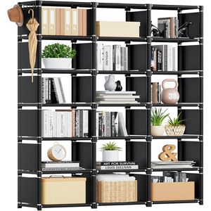 Libreria DIY Extra Large a 8 Cubi, Organizzatore di Stoccaggio Nero per Camera da Letto - Product Image 1
