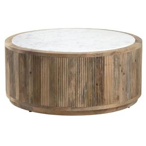 Mesa de Centro Redonda Moderna de Madera con Tapa de Mármol, Muebles Hechos a Mano para Sala de Estar - Product Image 2