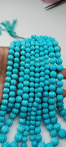 Perles en turquoise naturelle de l'Arizona Sleeping Beauty, sculptées en forme de melon, de 6 mm à 11 mm, pierres précieuses bleues pour accessoires, vente en gros - Product Image 4