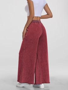 OEM Custom Logo <b>Women's</b> <b>Straight</b> <b>Leg</b> Fleece Sweatpants Jeans High Waist Casual Baggy Palazzo Pants Trousers Pockets 100% Cotton - Product Image 6
