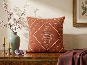 Cotton Yarn Dyed Embroidered Cushion <b>Cover</b> | Boho Decorative <b>Throw</b> Pillow <b>Cover</b> for <b>Sofa</b>, Bed & Home Decor - Product Image 2