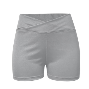 Shorts Deportivos Gris Claro para Mujer, Diseño Elegante en la Cintura, Transpirables, Elásticos, Tejido Resistente, para Gimnasio y Yoga - Product Image 1