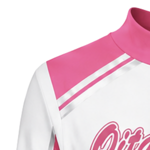 Ensemble uniforme de cheerleading sublimé rose et blanc à manches longues avec jupe plissée pour l'entraînement et la performance sportive d'équipe - Product Image 3