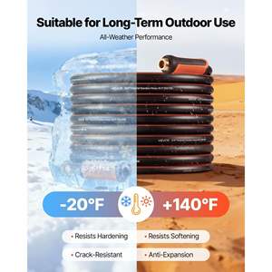 Tuyau d'arrosage de jardin en caoutchouc robuste à 4 couches de 75 pieds 5/8\" 150 PSI de pression de fonctionnement 600 PSI de pression de rupture Raccord 3/4\" Flexible anti-torsion Tuyaux de jardinage - Product Image 6