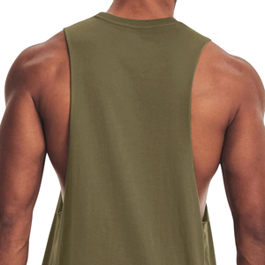 Camiseta sin Mangas para Hombre, Color Verde Oliva, Cuello Redondo, Color Sólido, Informal, de Punto, para Hacer Ejercicio - Product Image 6