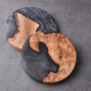 Ensemble de sous-verres en résine et bois de qualité supérieure, design moderne carré fait main, diamètre 350 mm, épaisseur 5 mm, MN EXPORTS MNE-896, protection de table - Product Image 3