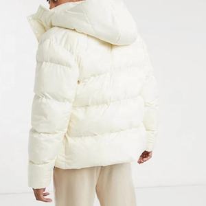 Men's <b>Puffer</b> <b>Jacket</b> <b>White</b> Thick Windproof Casual Winter Coat Regular Fit Zipper Closure Solid Color Polyester Fiber Filling - Product Image 2