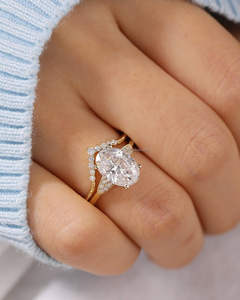 Diamant de laboratoire taille ovale de haute qualité en or jaune/rose/blanc 14/18 carats certifié IGI, design fantaisie pour la vie quotidienne, cadeau de mariage - Product Image 1