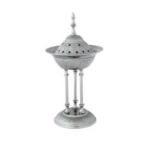 Brûleur à Bakhoor portatif en laiton avec poignée en bois, couvercle filigrané lune et étoile, porte-encens arabe portable pour le voyage - Product Image 2
