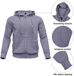 Ensemble de survêtement sportif deux pièces pour homme, grande taille, hiver, décontracté, uni, pour l'extérieur, entraînement, jogging, sweat à capuche et pantalon - Product Image 5
