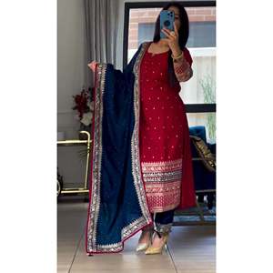 Conjunto superior e inferior de ropa de fiesta para mujer de diseñador con Dupatta recién llegado - Product Image 2