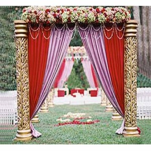 Puerta de Bienvenida Dorada para Boda, Decoraciones para Entrada de Boda India, Puerta de Bienvenida Tallada en Fibra, California, EE. UU. - Product Image 1