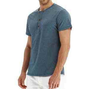 T-shirt décontracté pour homme, vert clair, coupe classique, 100% coton, col rond, manches courtes, streetwear, séchage rapide, 220g - Product Image 5