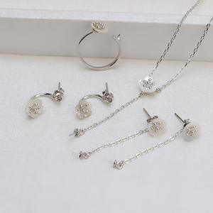 Set de Anillos de Plata S925 con Diseño de Flor y Concha, Inspirado en Song Hye Kyo, para Pendientes, Accesorios DIY, Modelo 1289 - Product Image 1