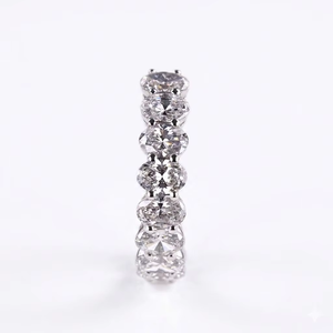 IGI Certified 18K White <b>Gold</b> 1.75CT Oval Diamond Lab Grown Diamond HPHT Half Eternity Band Matching Wedding Band Fine Jewelry - Product Image 4