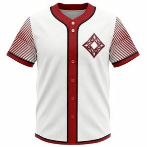 Maillot de baseball unisexe blanc et rouge sublimé 100 % polyester à manches courtes, maille respirante, séchage rapide, col de baseball, personnalisable pour le sport - Product Image 5