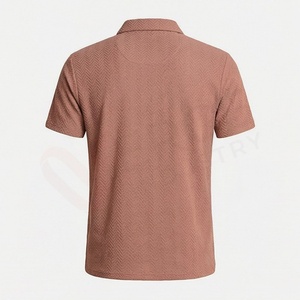 Polo à manches courtes pour homme, marron, motif géométrique, tissé, décontracté, coupe classique - Product Image 2