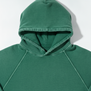 Sudadera con Capucha de Felpa Francesa de Algodón Verde Sólido para Hombre, Corte Regular, Informal, con Bolsillo, Manga Raglán, para Otoño - Product Image 5