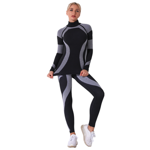 Conjunto Deportivo de Yoga Transpirable y de Secado Rápido, Tejido Sin Costuras, Manga Larga, Dos Piezas, Ropa Deportiva - Product Image 1